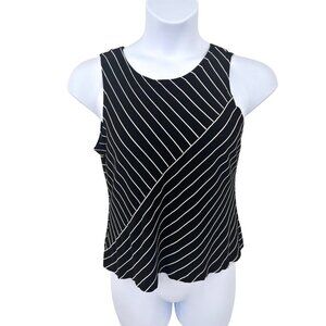 VINTAGE RONNI NICOLE PETITE BY OUIDA B&W SLEEVELESS TOP - 12P
